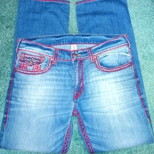 True religion men's jeans red stitching 36x34